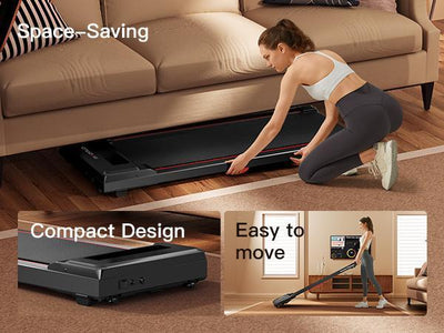UMAY Fitness Under Desk Treadmill, High Definition Big Screen Walking Pad for Home Small, 2.5 HP Quiet Brushless, 265 LBS Capacity
