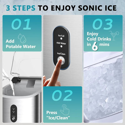 ☀️Summer Clearance Blowout! Just $39.99 🧊Auto-Cleaning 10'' Nugget Ice Countertop Ice Maker
